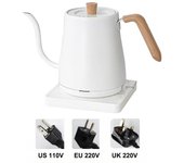 Hervidor eléctrico de cuello de cisne de 1000 W, cafetera de 0,8 L, calentador de agua eléctrico, tetera, tetera portátil, jarra de boca delgada, 110 V/220 V EU blanco