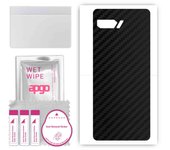 apgo Protective Skin Sticker for the back compatible with Asus ROG Phone II ZS660KL, Wrap Film, Foil, Vinyl - Pattern Carbon Black