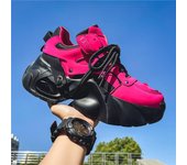 Zapatillas rojas de moda de nuevo diseño para hombre, con plataforma y aumento de altura, gruesas y con cordones. 39