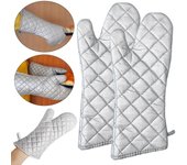 Guante de horno extralargo, guantes de cocina con forro de algodón, guantes de horno profesionales para hornear