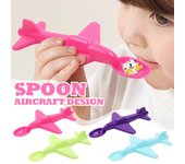 Cuchara de entrenamiento portátil para bebés con forma de avión y mango largo, vajilla para niños One Size