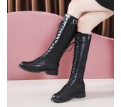 Botas largas para mujer, nuevo look de otoño e invierno, botas delgadas y altas con suela gruesa 35 negro