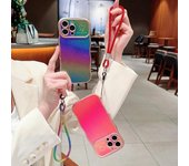 Funda suave de TPU con marco ondulado y degradado para iPhone 16 Pro Max 15 14 Pro 13 12 11 con cordón brillante y protección de lente, a prueba de golpes y con forma de corazón iPhone 16 azul