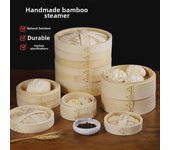 Vaporera de bambú artesanal para uso doméstico y comercial: ideal para bollos al vapor.