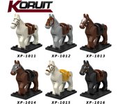 XP1011-1016 Juguete de bloques de construcción de montura militar de caballo de guerra de caballero medieval