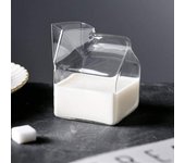 Vaso de leche transparente de 350 ml con forma de caja de leche, vasos de vidrio para jugo, linda taza de café, artículos para beber té, regalos para festivales para estudiantes 301-400ml puro