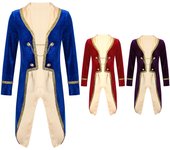 Niños Niños Vintage Royal Court Prince Cosplay Vestir Fiesta Temática Traje Manga Larga Esmoquin Abrigo 9-12Months azul royal