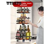 Organizadores de cocina de estante de especias multicapa pueden rotar gabinete de esquina multifunción Encimera De baño De maquillaje Estante de almacenamiento Armario Organizador de estantes Single layer negro