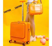 Juego de equipaje de 18 pulgadas, ruedas giratorias para maleta de viaje con bolsa para ordenador portátil, bolsa de equipaje con ruedas a la moda, conjunto de maleta de cabina