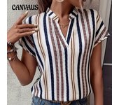 Top de verano con cuello en V y mangas murciélago para mujer, talla grande, nuevo S caqui