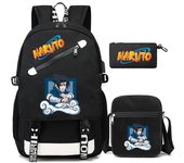 3 unids/set Anime Naruto mochila estudiante niño niña mochila niños adolescente dibujos animados mochila impermeable escuela bolsa