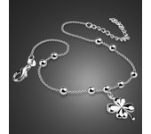 Tobilleras de trébol de moda bohemia, tobilleras de plata de ley 100 % 925 con forma de pelota de playa para mujer y niña, cadena descalza, joyería, regalo de verano 27cm