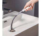Limpiador de cepillo de pelo con tira de dragado de tuberías portátil de 45cm, limpiador de drenaje de fregadero plegable, palos, removedor de obstrucciones, herramienta de limpieza de cocina 45cm blanco