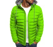 Chaqueta de Otoño Invierno para hombre con capucha acolchada gruesa cálida a prueba de viento de manga larga con cordón y cierre de cremallera cárdigan suave para hombre abrigo al aire libre M