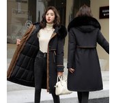 Chaqueta Parker de invierno para mujer, chaqueta de algodón 2024, chaqueta de algodón larga y ajustada con cintura, talla grande XXXL blanco