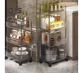Estante móvil con ruedas Estante de almacenamiento de varios niveles Carrito rodante Cesta transparente Organizador Carro para refrigerios Cosméticos Baño Triple Layer