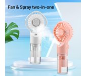 Ventilador portátil con niebla de agua, con carga USB, miniventilador silencioso de mano, con 4 velocidades de humidificación y pulverización, para el hogar, la oficina y el dormitorio blanco
