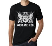 Camiseta vintage para hombre Camiseta gráfica Feel The Rock and ROLL Deep Black White Text XS negro