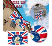 Bandera del Jubileo de platino, decoraciones del Jubileo de 70 años de la Unión Británica 2022, bandera con Su Majestad 2022 One Size
