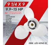 Hélice fueraborda 63V-45945-10 de 9 1/4 x 9 mm para motor de barco Yamaha 9,9, 15 y 20 hp, con tornillo de aleación de aluminio, piezas marinas de 8 estrías