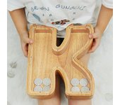 Alcancía para niños, alcancía grande de madera personalizada con letras, alcancía con letras del alfabeto, caja para ahorrar dinero
