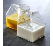 Vaso de leche transparente de 350 ml con forma de caja de leche, vasos de vidrio para jugo, linda taza de café, artículos para beber té, regalos para festivales para estudiantes 301-400ml puro