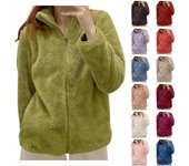 Chaqueta polar con cremallera para mujer Chaquetas ligeras de otoño Chaquetas de invierno de talla grande L beige