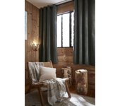 Juego de 2 cortinas opacas insonorizadas y térmicas forradas con forro polar  Bjorn  100% opacas - Bjorn Romarin - 2 paneles 140 x 180 cm