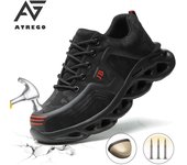 Zapatos de trabajo de seguridad para hombres, puntera de acero, botas de trabajo indestructibles, botas de construcción antigolpes, zapatillas de trabajo 38 negro/rojo