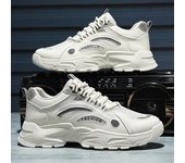 Zapatillas de tenis transpirables para hombre, cómodas zapatillas de plataforma de malla, zapatillas casuales versátiles para hombre, zapatos vulcanizados de moda para estudiantes 39 beige