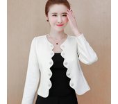 Otoño Invierno manga larga negro blanco cárdigan corto mujer chaqueta abrigo chaquetas J224 S blanco