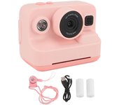 Cámara Digital 1080P Impresión Instantánea 12MP Cámara de Video con Pantalla de 2.4 Pulgadas 3 Papel de Impresión Reproductor MP3 color rosa