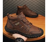 Botas de otoño e invierno para hombre para mantener el calor, botas de nieve de felpa, zapatos informales de talla grande 39-46 45 negro