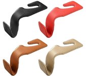 Colgador para reposacabezas de coche, de cuero sintético, para el asiento trasero, portátil, para bolsos, abrigos y paraguas. negro