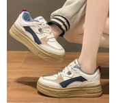 Zapatos blancos estilo retro de Hong Kong para mujer, nuevos zapatos de suela gruesa con tablero de nicho para mujer, zapatillas casuales de color con contraste de muffins 35