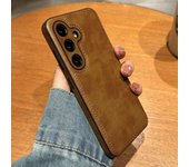Funda de cuero premium para teléfono Samsung Galaxy S25 Ultra S24 S23, funda de cuero premium retro de piel de vaca para teléfono Samsung Galaxy S24 marrón
