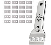 Raspador de vidrio para vitrocerámica Raspador de vidrio de acero inoxidable Raspador de placa de inducción Raspador de placa con 20 cuchillas, para ventanas/espejos 20 blades