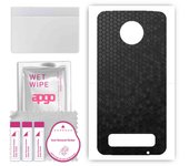apgo Protective Skin Sticker for the back compatible with Motorola Moto Z3 Play, Wrap Film, Foil, Vinyl - Pattern Black Honeycomb