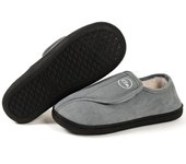 Comwarm - Zapatos de invierno para mujer, de piel, de felpa, de algodón, para el hogar, para hombre, unisex, cálidos, ajustables, para exteriores, suaves, antideslizantes 36-37 negro