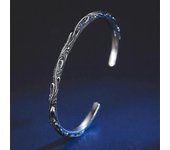 Brazalete vintage de plata 925 con diseño de planta de vid y flores talladas, joyería para hombres y mujeres, pulsera punk abierta de moda para hombre, brazalete con cuerda, accesorios de muñeca, regalo