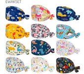 Nuevos gorros quirúrgicos estampados, gorro de enfermería, gorro de trabajo para quirófano, 100 % algodón, gorro de trabajo para mujer y hombre, gorro de chef, gorro de tienda de mascotas, gorro de clínica dental, gorro de veterinario One size