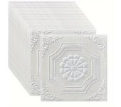 20 piezas DIY 3D Adhesivo de pared para azulejos de espuma autoadhesivo impermeable y a prueba de humedad Adhesivo de techo adecuado para cocina Sala de estar Baño Pasillo blanco