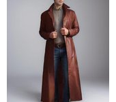 Gabardina larga de piel sintética para hombre, chaqueta cortavientos de color liso con solapa y manga larga, impermeable y resistente al viento 3XL marrón oscuro