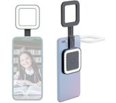 Luz de relleno LED magnética para selfies con teléfono, luz de video LED de 2500 K a 9000 K, regulable, incorporada blanco
