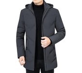 Chaqueta de invierno gruesa informal de moda, parka, abrigo, chaqueta cortavientos larga para hombre, ropa de invierno negra y gris para hombre XXS negro