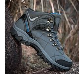 Botas de senderismo para hombre, zapatos de viaje, zapatillas de deporte para hombre, botas de nieve cálidas de invierno impermeables y antideslizantes, zapatos para caminar al aire libre para parejas 35 gris