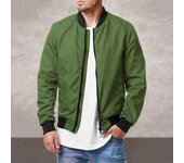 Chaqueta de primavera y otoño para hombre, con cuello alto, manga larga, color liso, de béisbol, con bolsillos, tapeta con cremallera, estilo béisbol XXXL negro