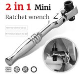 Double Ended 2 in 1 Ratchet Wrench Round Handle Quick Spanner Tool Portable Mini Wrench  Repair