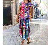 Vestido de mujer con dobladillo irregular, vestido de verano suave, vestido ajustado con cuello redondo para salir 2XL blanco