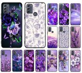Funda de teléfono con flores moradas para Moto G84 G23 G24 G31 G32 G41 G51 G52 G53 G54 G71 G82 G42 G62 G200 G Play G Stylus Moto G42 4G